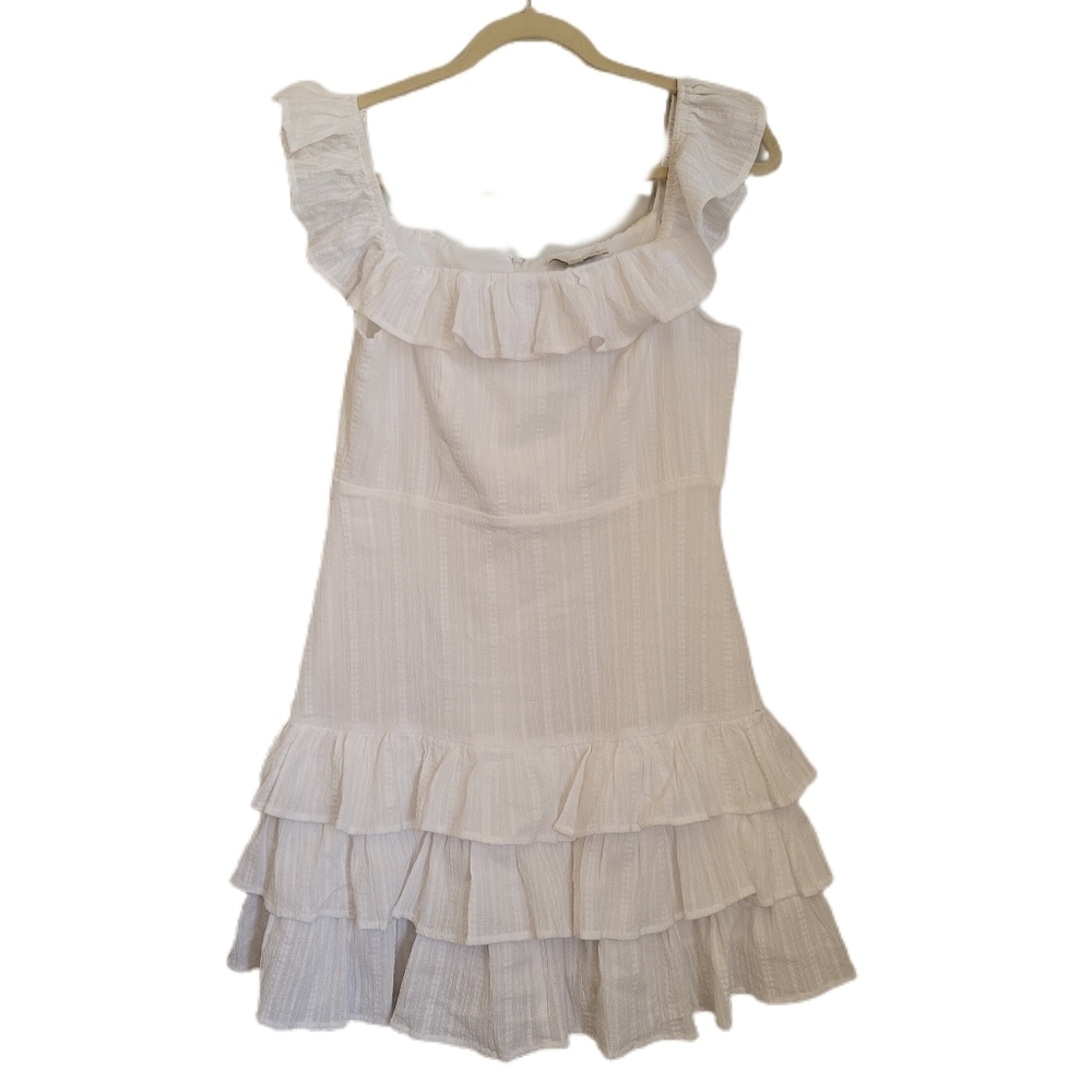 Pinch Dress M Medium White Ruffle Tiered Sleeveless